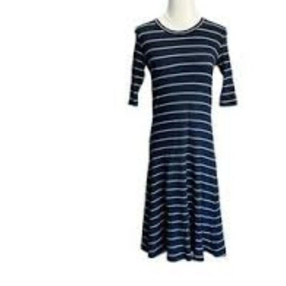 Amour Vert Navy/White Ribbed Dress Medium Made in USA Midi Dress - Picture 1 of 1